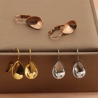 304 Stainless Steel 18K Gold Plated Basic Modern Style Classic Style Water Droplets Solid Color Earrings Necklace main image 6
