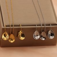 304 Stainless Steel 18K Gold Plated Basic Modern Style Classic Style Water Droplets Solid Color Earrings Necklace main image 4