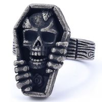 Hip-Hop Streetwear Solid Color 304 Stainless Steel Carving Men's Rings sku image 2