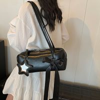 Women's Medium Pu Leather Star Solid Color Streetwear Bowknot Cylindrical Zipper Underarm Bag main image 3