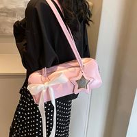 Femmes Moyen Faux Cuir Star Couleur Unie Vêtement De Rue Noeud Papillon Cylindrique Fermeture Éclair Sac Sous Les Bras main image 4