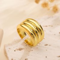Kupfer 18 Karat Vergoldet Retro Einfacher Stil Pendeln Überzug Geometrisch Offener Ring main image 2