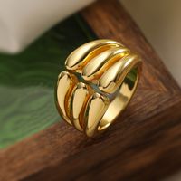 Kupfer 18 Karat Vergoldet Retro Einfacher Stil Pendeln Überzug Geometrisch Offener Ring main image 3