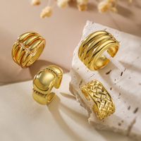 Copper 18K Gold Plated Retro Simple Style Commute Plating Geometric Open Rings main image 6