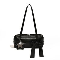 Women's Medium Pu Leather Star Solid Color Streetwear Bowknot Cylindrical Zipper Underarm Bag sku image 1