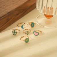 IG Style Cute Classic Style Moon Heart Shape Flower 304 Stainless Steel 18K Gold Plated Open Rings In Bulk main image 1