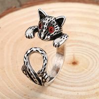 Copper Retro Cool Style Cat Open Rings main image 6