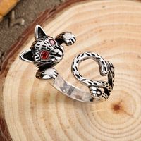 Copper Retro Cool Style Cat Open Rings main image 4