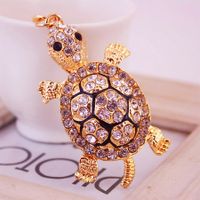 Cute Tortoise Zinc Alloy Plating Inlay Rhinestones Unisex Bag Pendant Keychain sku image 1