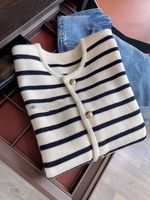 Women's Knitwear Long Sleeve Sweaters & Cardigans Button Yarn-Dyed Streetwear Stripe main image 4