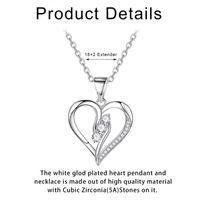 Copper IG Style MAMA Sweet Hollow Out Inlay Heart Shape Zircon Pendant Necklace main image 2