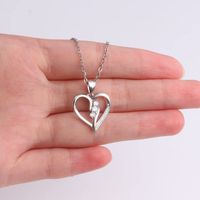 Copper IG Style MAMA Sweet Hollow Out Inlay Heart Shape Zircon Pendant Necklace main image 5
