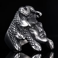 Hip-Hop Streetwear Human 304 Stainless Steel Carving Men's Rings main image 6