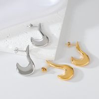 1 Pair Elegant Luxurious Irregular Heart Shape Spiral Stripe Plating 304 Stainless Steel 18K Gold Plated Earrings main image 3