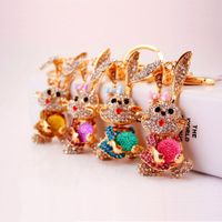 Cute Rabbit Zinc Alloy Plating Inlay Rhinestones Unisex Bag Pendant Keychain main image 1