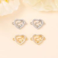 1 Piece 15*11mm Copper Zircon 18K Gold Plated White Gold Plated Bear Heart Shape Polished Pendant main image 1