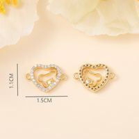 1 Piece 15*11mm Copper Zircon 18K Gold Plated White Gold Plated Bear Heart Shape Polished Pendant main image 2