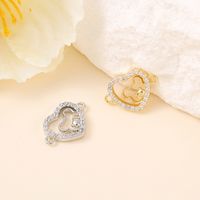 1 Piece 15*11mm Copper Zircon 18K Gold Plated White Gold Plated Bear Heart Shape Polished Pendant main image 4