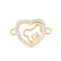 1 Piece 15*11mm Copper Zircon 18K Gold Plated White Gold Plated Bear Heart Shape Polished Pendant main image 6