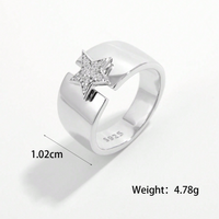 Sterling Silver White Gold Plated Basic Modern Style Classic Style Plating Inlay Triangle Round Star Zircon Rings sku image 2