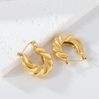 1 Pair Elegant Luxurious Irregular Heart Shape Spiral Stripe Plating 304 Stainless Steel 18K Gold Plated Earrings main image 7