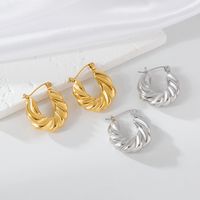 1 Pair Elegant Luxurious Irregular Heart Shape Spiral Stripe Plating 304 Stainless Steel 18K Gold Plated Earrings main image 6