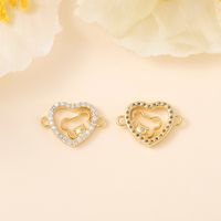 1 Piece 15*11mm Copper Zircon 18K Gold Plated White Gold Plated Bear Heart Shape Polished Pendant sku image 1