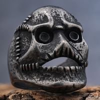 Hip-Hop Streetwear Skull 304 Stainless Steel Carving Men's Rings sku image 1