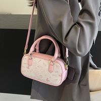 Women's Medium Pu Leather Solid Color Flower Bow Knot Basic Classic Style Oval Zipper Crossbody Bag main image 5