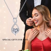 Copper IG Style Sweet Hollow Out Inlay Infinity Heart Shape Zircon Pendant Necklace main image 7