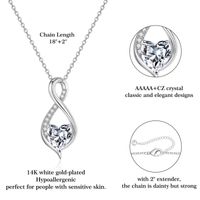 Copper IG Style Sweet Hollow Out Inlay Infinity Heart Shape Zircon Pendant Necklace main image 2
