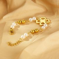 304 Stainless Steel Resin Simple Style Beaded Hollow Out Flower Bracelets main image 6