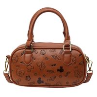 Women's Medium Pu Leather Solid Color Flower Bow Knot Basic Classic Style Oval Zipper Crossbody Bag sku image 2
