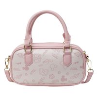 Women's Medium Pu Leather Solid Color Flower Bow Knot Basic Classic Style Oval Zipper Crossbody Bag sku image 4