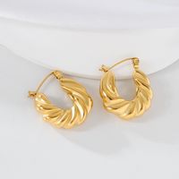 1 Par Elegante Lujoso Irregular Forma De Corazón Raya Espiral Enchapado Acero Inoxidable 304 Chapados en oro de 18k Aretes sku image 6