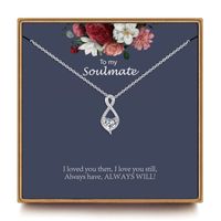 Copper IG Style Sweet Hollow Out Inlay Infinity Heart Shape Zircon Pendant Necklace main image 6