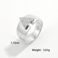 Sterling Silver White Gold Plated Basic Modern Style Classic Style Plating Inlay Triangle Round Star Zircon Rings sku image 5