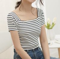 Women's T-shirt Short Sleeve T-Shirts Patchwork Streetwear Stripe main image 3