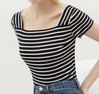 Women's T-shirt Short Sleeve T-Shirts Patchwork Streetwear Stripe main image 4