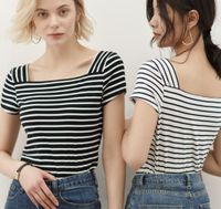Women's T-shirt Short Sleeve T-Shirts Patchwork Streetwear Stripe main image 1