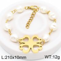 304 Stainless Steel Resin Simple Style Beaded Hollow Out Flower Bracelets sku image 2