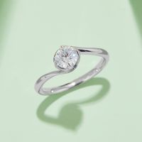 Sterling Silver Shiny GRA Certificate Plating Inlay Round Lab-grown Diamonds Moissanite Rings main image 5