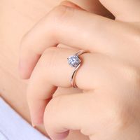 Sterling Silver Shiny GRA Certificate Plating Inlay Round Lab-grown Diamonds Moissanite Rings main image 1