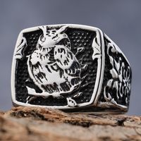 Hip-Hop Streetwear Geometric 304 Stainless Steel Carving Men's Rings main image 11