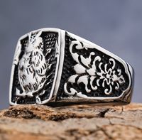 Hip-Hop Streetwear Geometric 304 Stainless Steel Carving Men's Rings main image 5