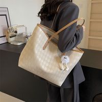 Women's Large Pu Leather Solid Color Lingge Basic Classic Style Zipper Tote Bag main image 6