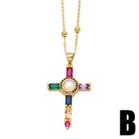 Copper 18K Gold Plated Modern Style Simple Style Plating Inlay Cross Zircon Pendant Necklace main image 4