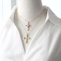 Copper 18K Gold Plated Modern Style Simple Style Plating Inlay Cross Zircon Pendant Necklace main image 3