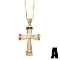 Copper 18K Gold Plated Modern Style Simple Style Plating Inlay Cross Zircon Pendant Necklace main image 5