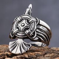 Hip-Hop Cool Style Geometric Sector 304 Stainless Steel Carving Men's Rings sku image 2